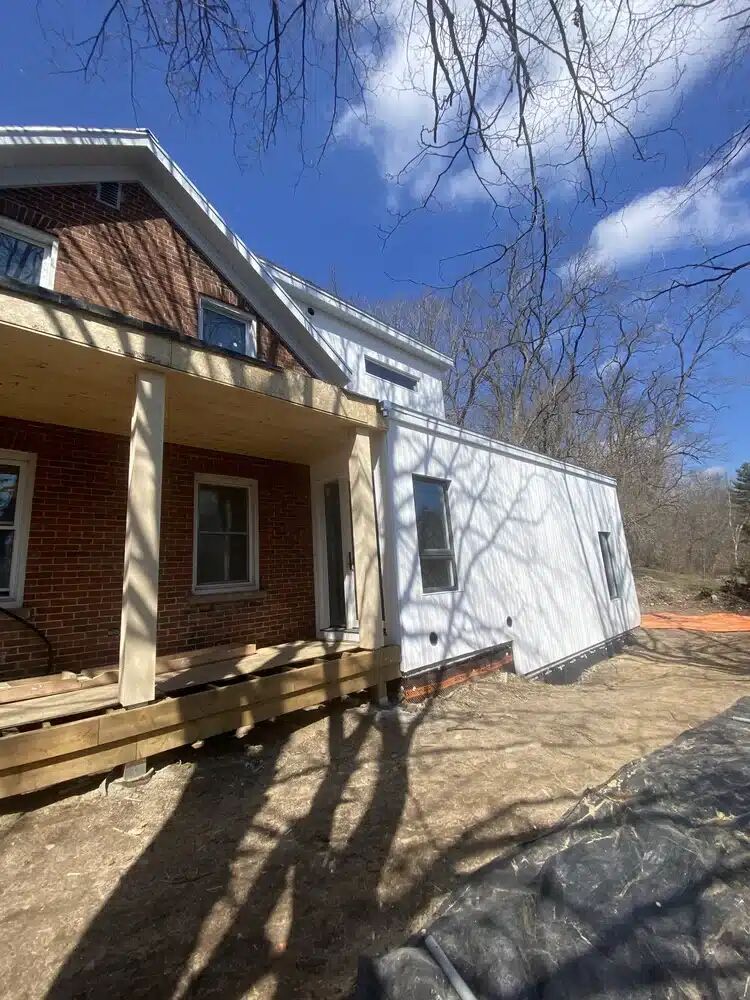 Timber porch and stone construction in Alton